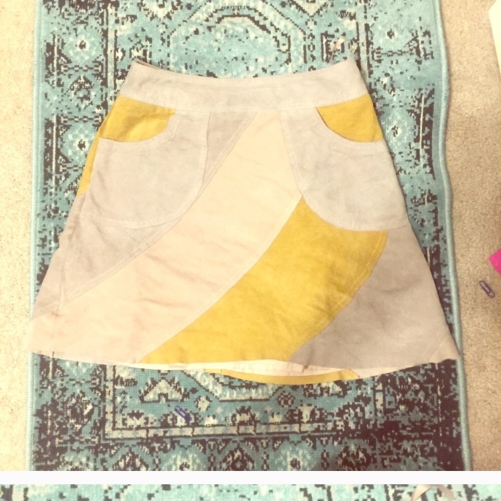 Anthropologie Suede Colorblock Mini Skirt NWOT - Picture 5 of 6